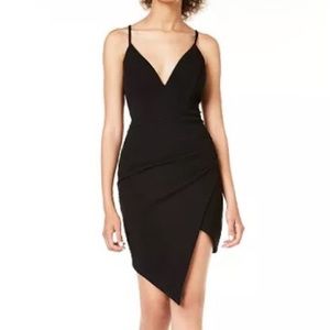 Black Asymmetrical Wrap Lace Back Homecoming Dress